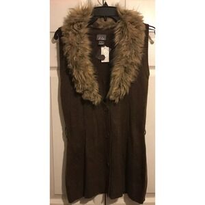 Dots furry sweater vest brown size s nwt